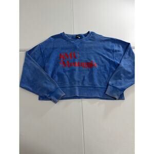 SMU Mustangs Women’s Crop Top Sweater Size Large Blue and Red